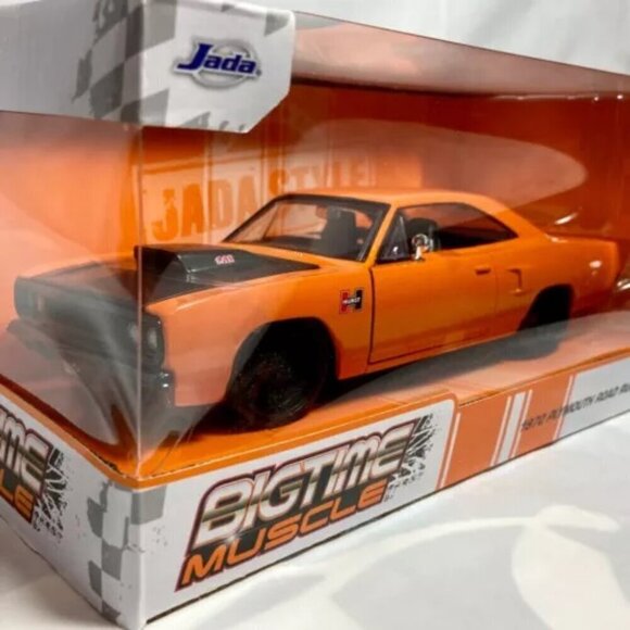 Jada Big Time Muscle 1970 Plymouth Road Runner Orange & Black 1:24 Die-cast NIP - Picture 3 of 15